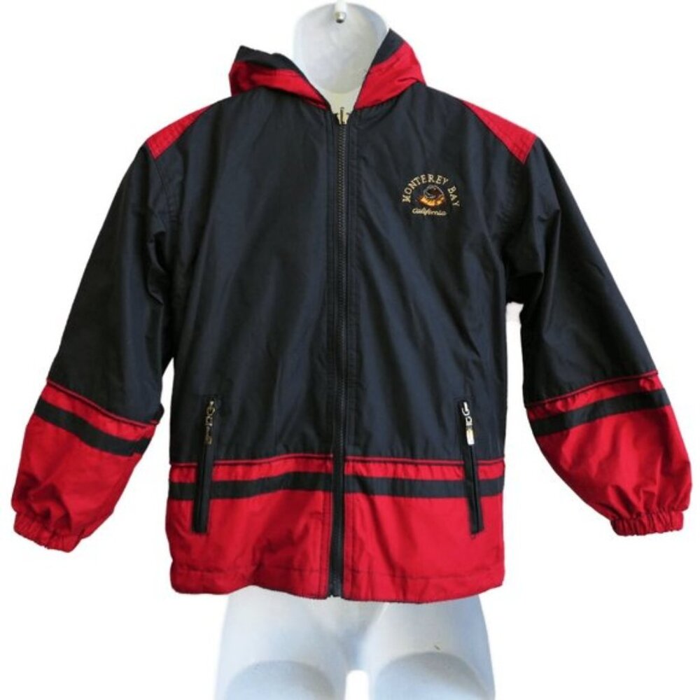 Sea Otter Monterey Bay California Reversible Nylon Fleece Jacket Hood Souvenir
